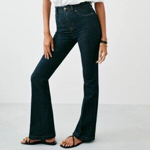 SPANX Dark Blue Flare Jeans raw indigo NWT small